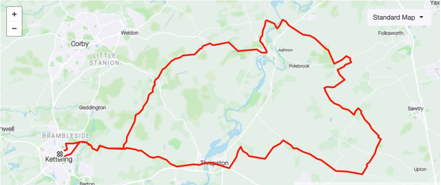 53 mile anti-clockwise east to the Giddings back via Beans in Oundle