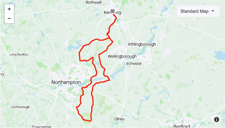 52.21 mile anti-clockwise to Grounds Cafe at Salcey Forest